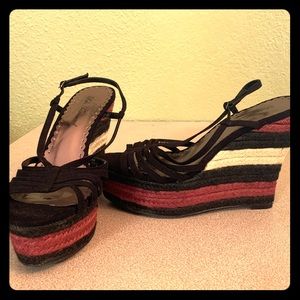 Lulu Townsend Black Wedge Sandals